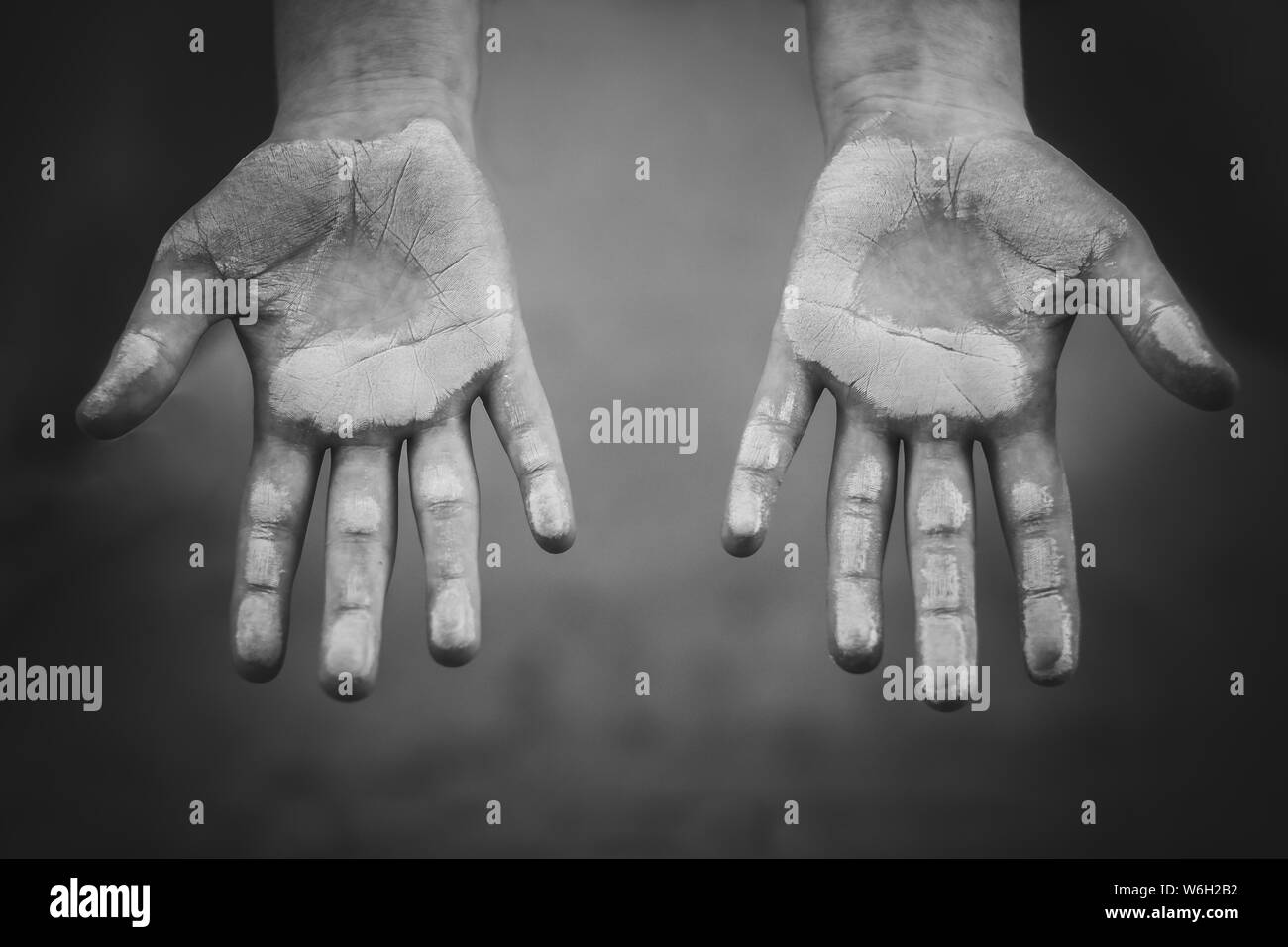 Les mains de craie enfant Banque D'Images