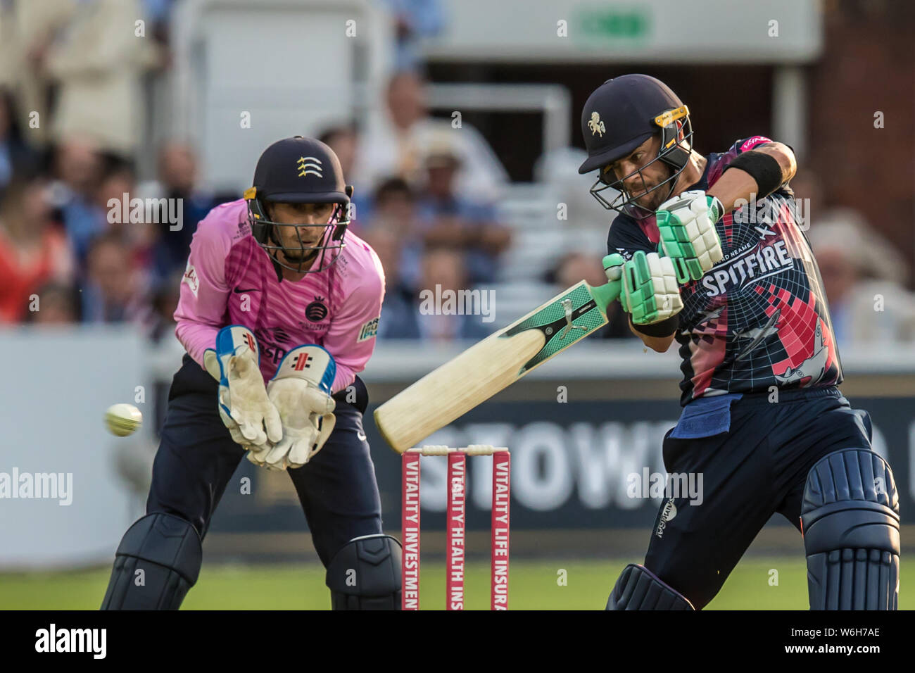 Londres, Royaume-Uni. 1 Août, 2019. xxxx pour Kent au bâton contre les Spitfires Middlesex à la vitalité Blast T20 match de cricket Lords. David Rowe/Alamy Live News Banque D'Images
