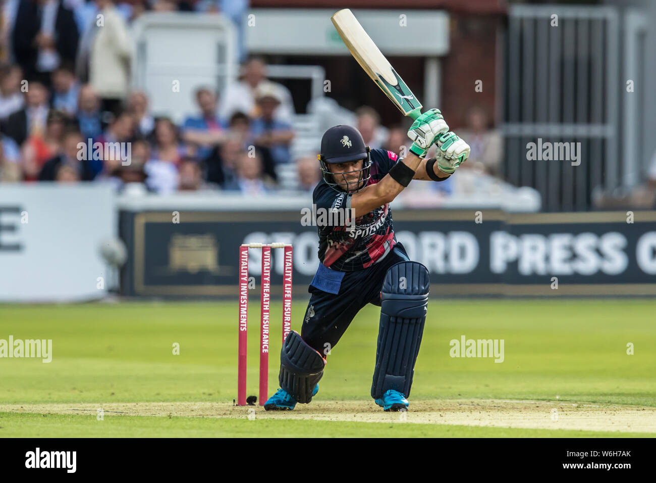 Londres, Royaume-Uni. 1 Août, 2019. xxxx pour Kent au bâton contre les Spitfires Middlesex à la vitalité Blast T20 match de cricket Lords. David Rowe/Alamy Live News Banque D'Images