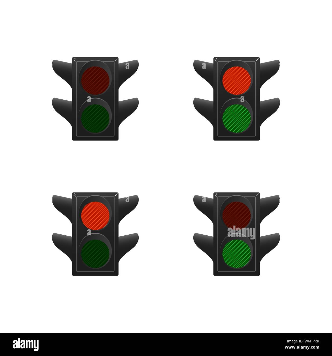 Ensemble de feux de circulation. Rouge et vert. Vector illustration. Illustration de Vecteur