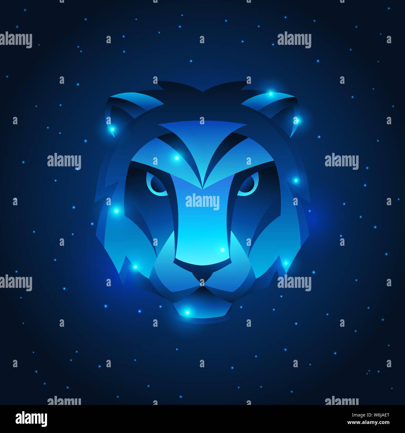 Lion signe du zodiaque, le blue star symbole horoscope. Illustration astrologique stylisée. Illustration de Vecteur