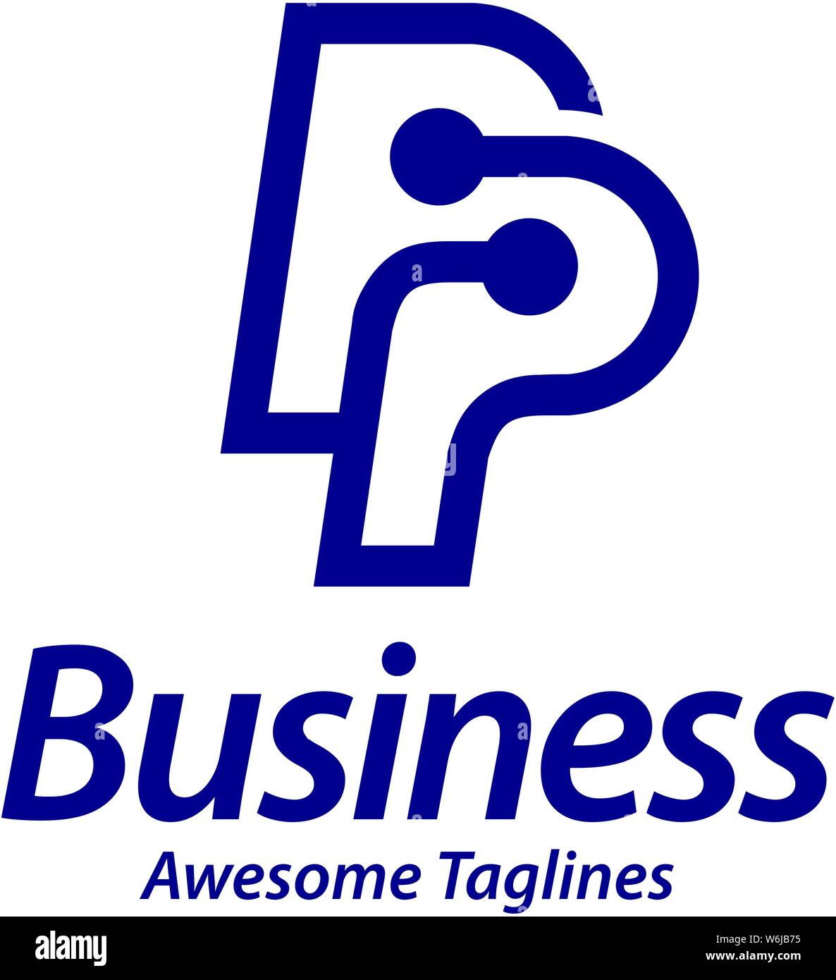 Lettre initiale de création Logo Design PP Vector isolated on white. Illustration de Vecteur