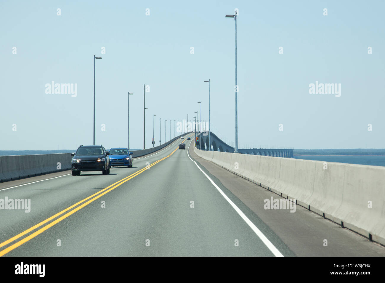 Pont de la Confédération, Î.-P.-É. - le 28 juillet 2019 : Le Pont de la Confédération qui permet au trafic de passer entre le Nouveau-Brunswick et l'Île du Prince Édouard Banque D'Images