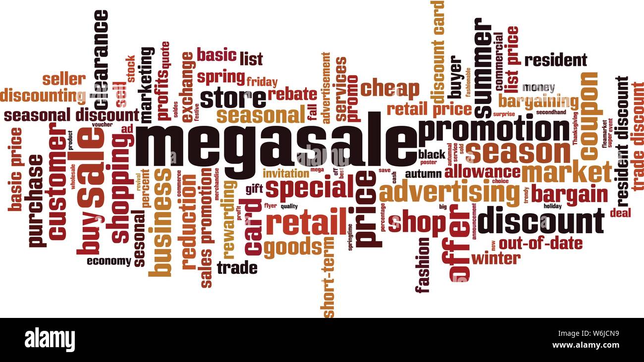 Megasale mot concept cloud. Collage fait de mots sur megasale. Vector illustration Illustration de Vecteur