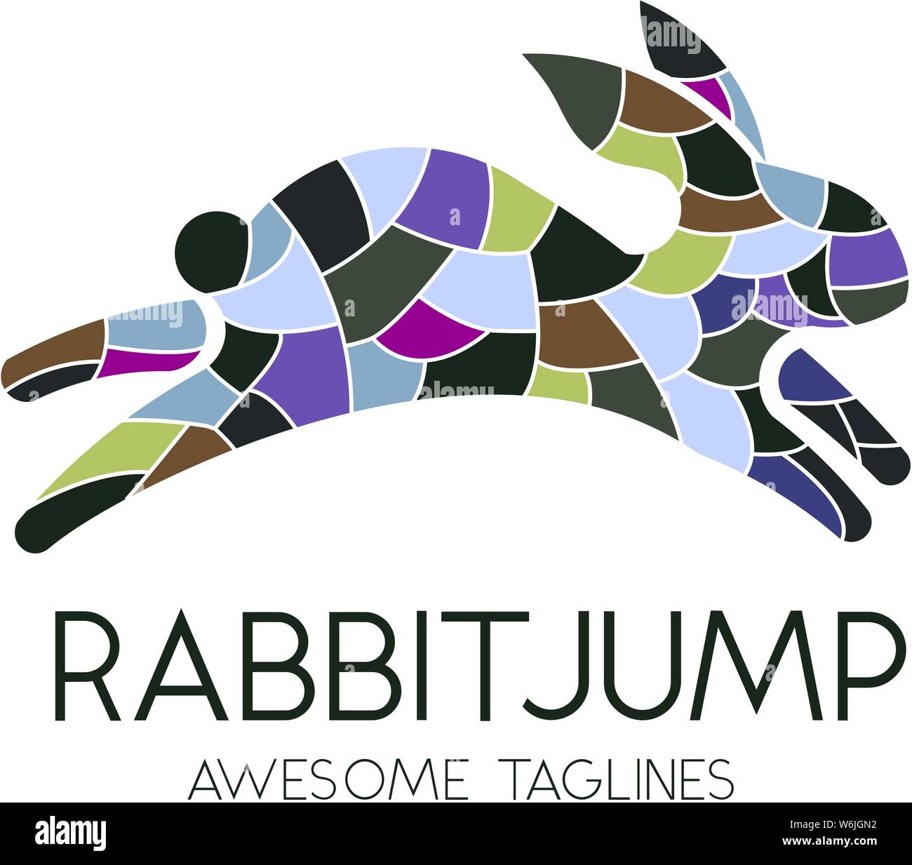 Le saut créatif ou logo lapin lapin vecteur élément concept Illustration de Vecteur