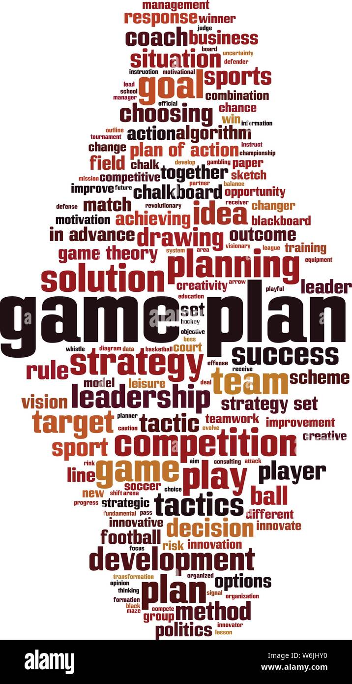 Plan de jeu mot concept cloud. Collage de mots à propos de plan de jeu. Vector illustration Illustration de Vecteur