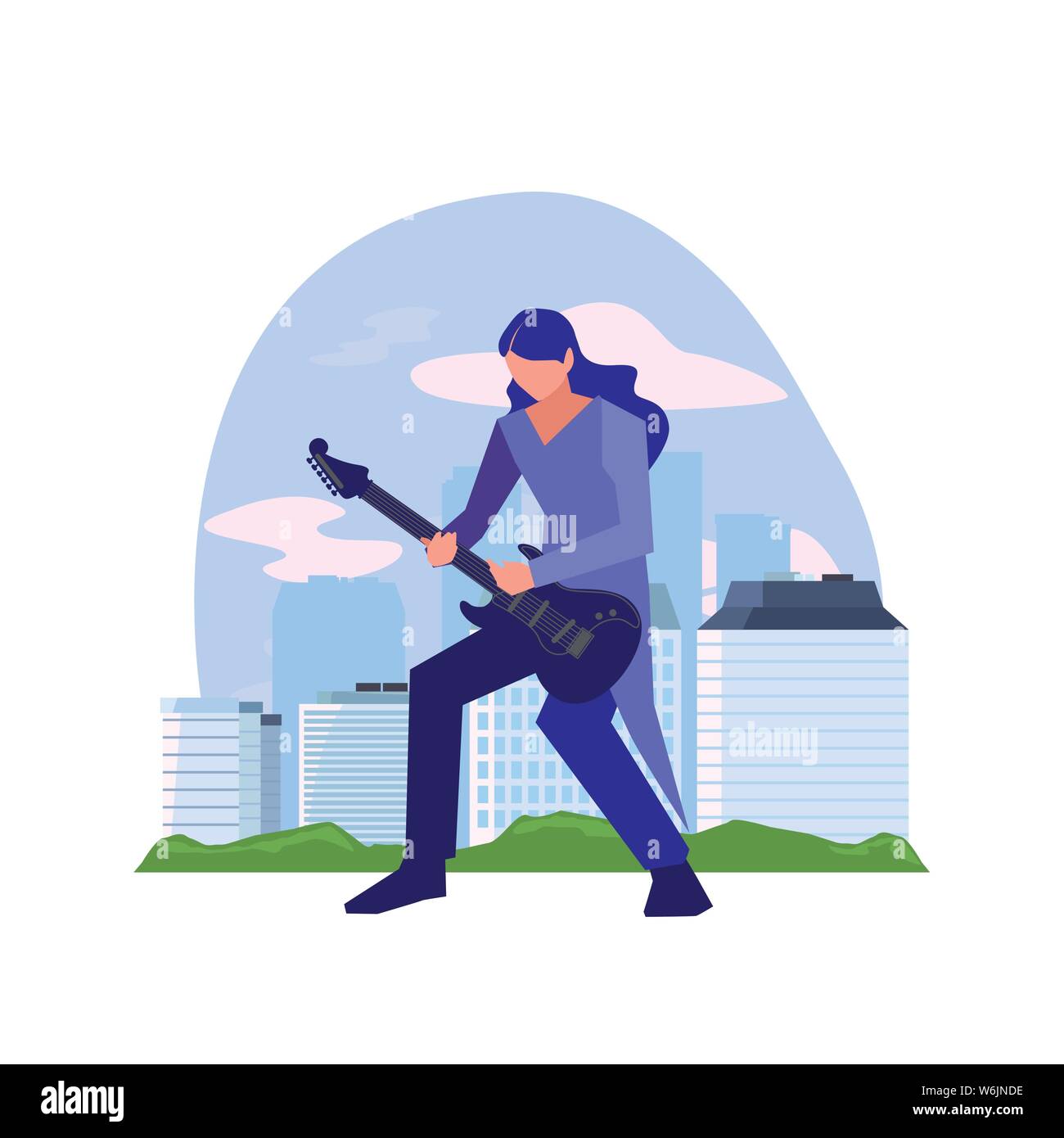 L'homme musicien jouant de la guitare électrique vector illustration Illustration de Vecteur