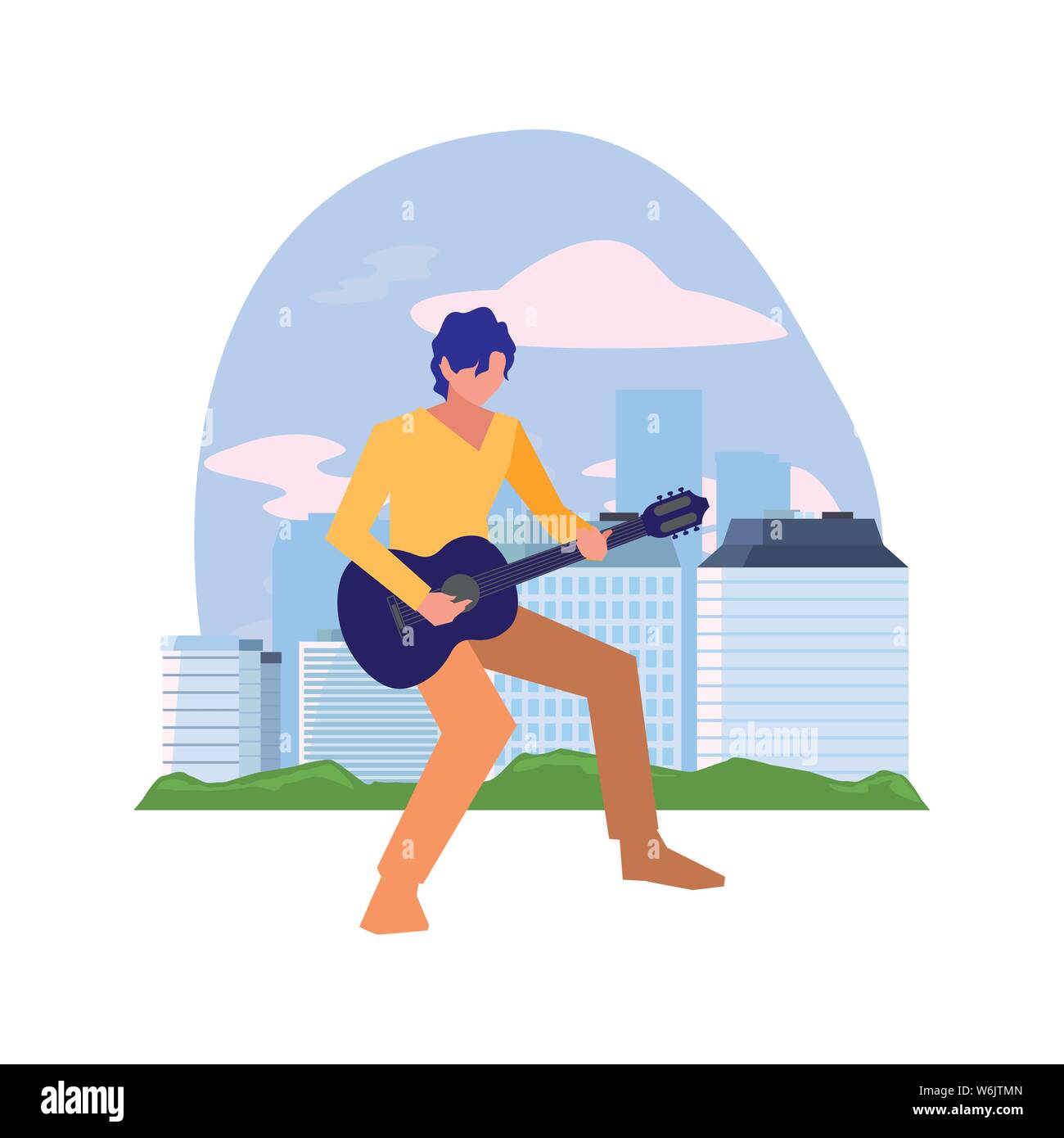 L'homme musicien jouant de la guitare classique vector illustration Illustration de Vecteur