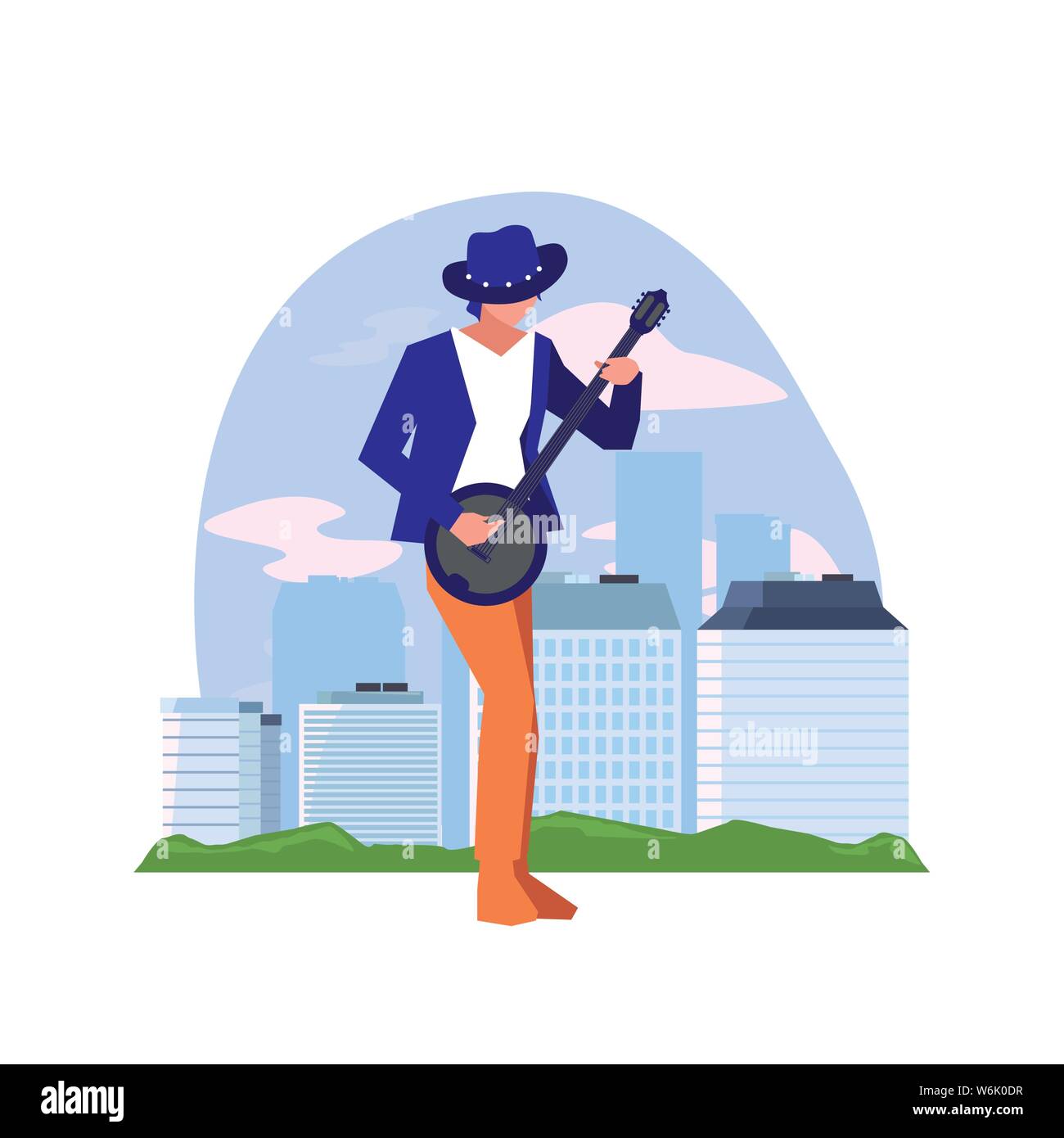 L'homme musicien instrument jouant banjo vector illustration Illustration de Vecteur