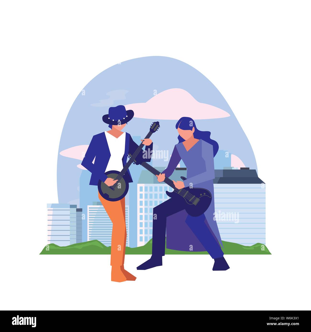 Deux musiciens qui jouent des instruments de musique vector illustration Illustration de Vecteur