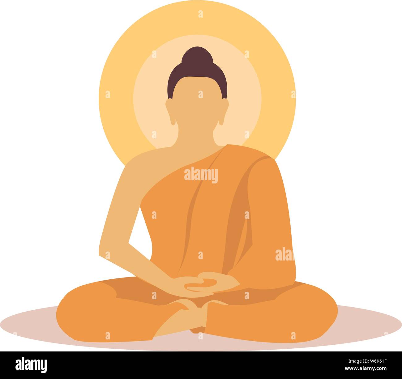 Le moine bouddhiste en méditation en vecteur de conception à plat. Illustration de Vecteur
