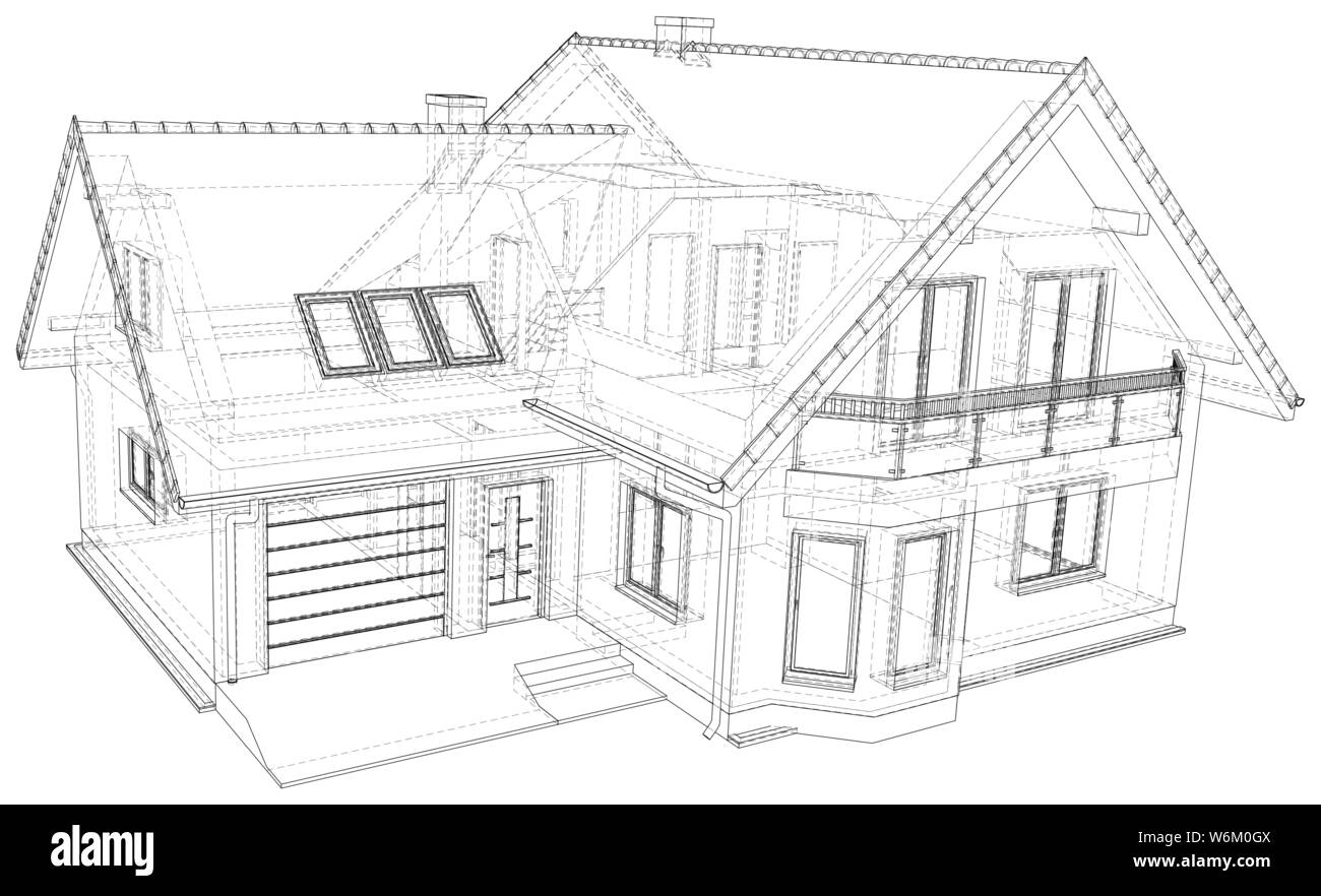 Croquis vecteur house sur le fond blanc. EPS 10. Vecteur créé de 3d. Illustration de Vecteur