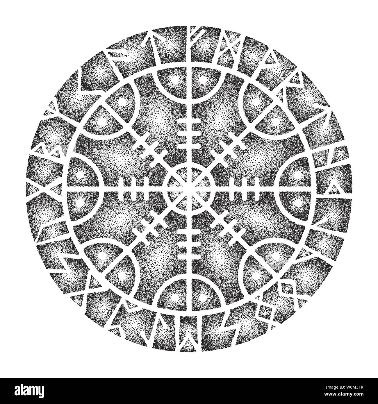 Abstract black scandinave avec symbole cercle isolé sur fond blanc Illustration de Vecteur