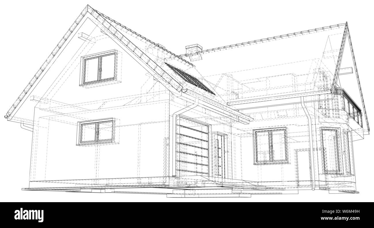 Plan d'encombrement de fil de maison en 3D - Vector illustration Illustration de Vecteur