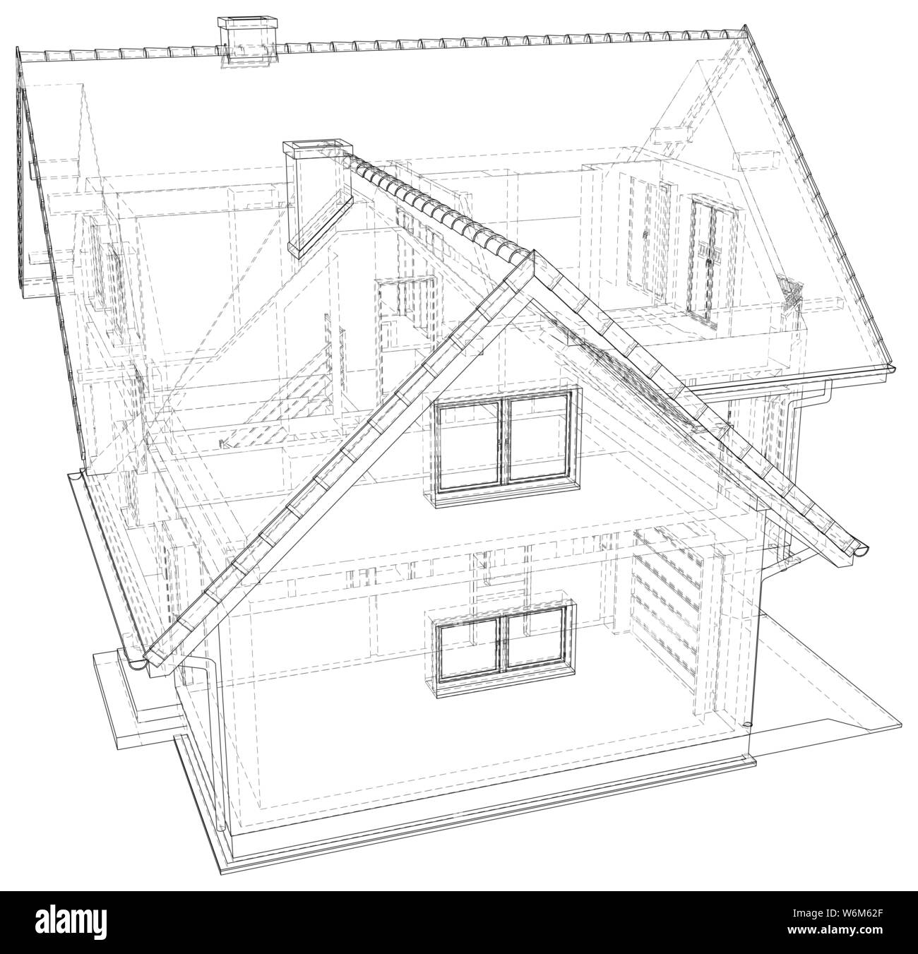 Ligne de croquis à la maison. Vector illustration. Illustration créée de 3d Illustration de Vecteur