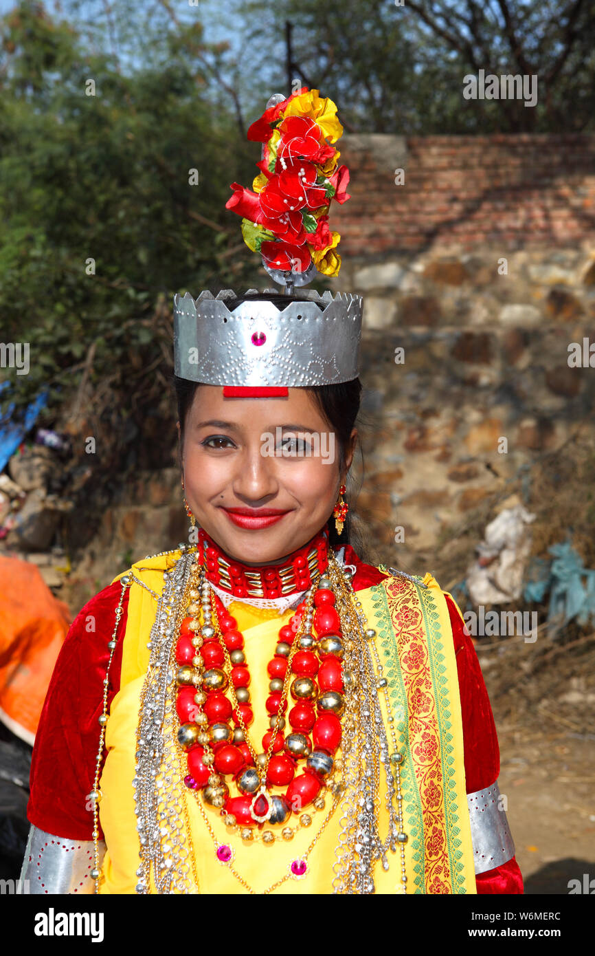 Manipuri folk dancer, Surajkund Crafts Mela, Surajkund, Faridabad, Haryana, Inde Banque D'Images