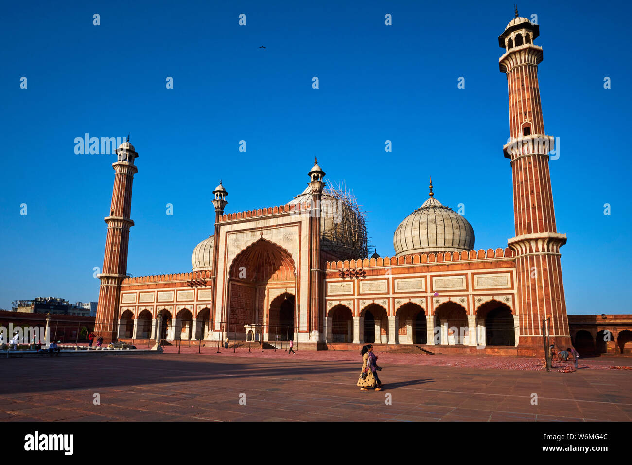 L'Inde, Delhi, Old Delhi, la mosquée Jama Masjid construit par Shah Jahan, l'empereur moghol Banque D'Images