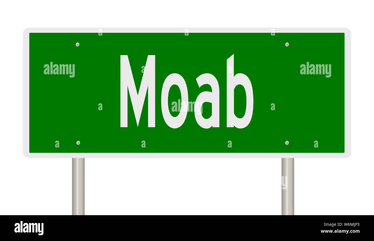 Rendu d'une autoroute verte signe pour Moab Utah Banque D'Images