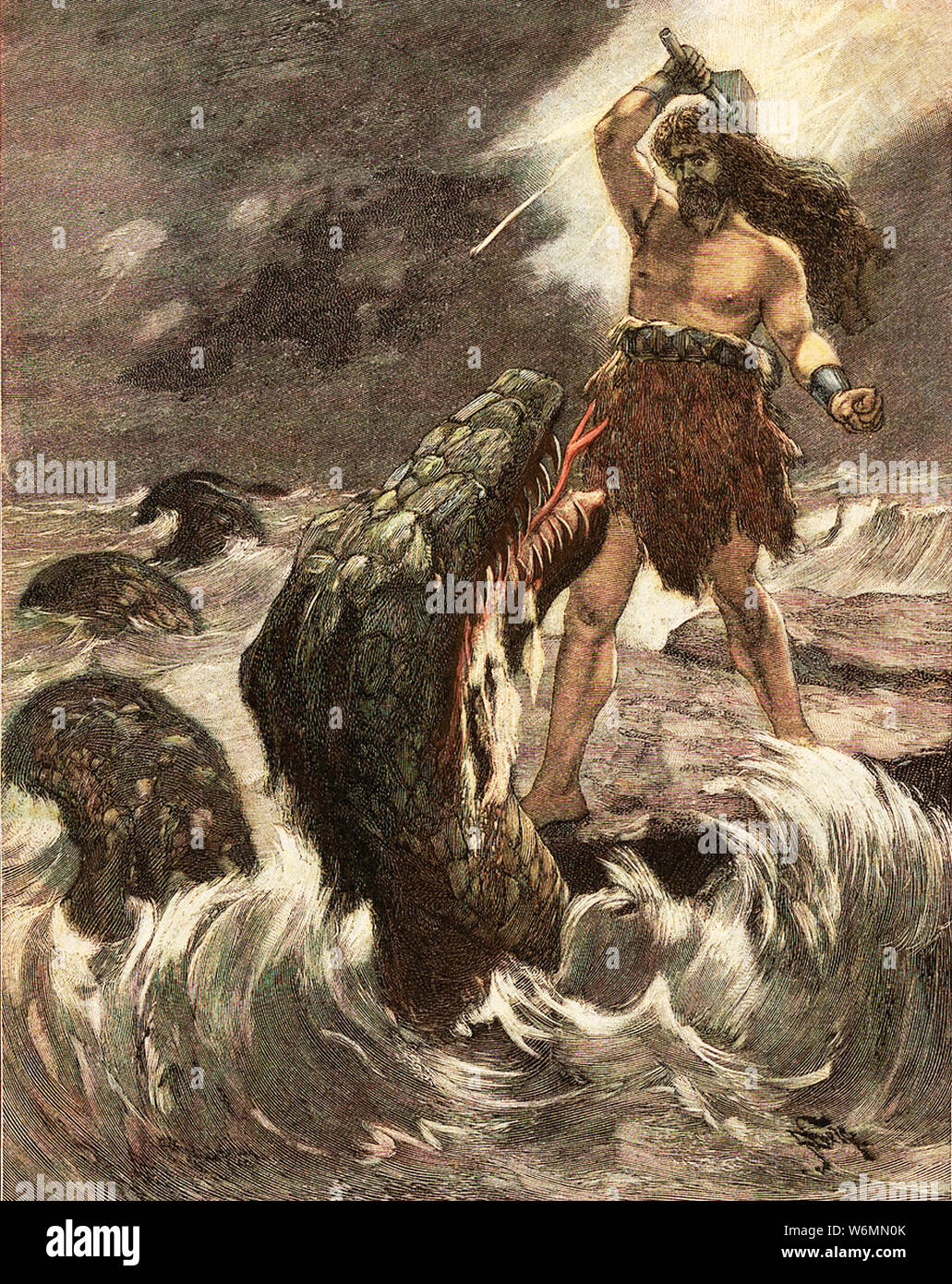 Illustration d'une scène de la mythologie scandinave Banque D'Images