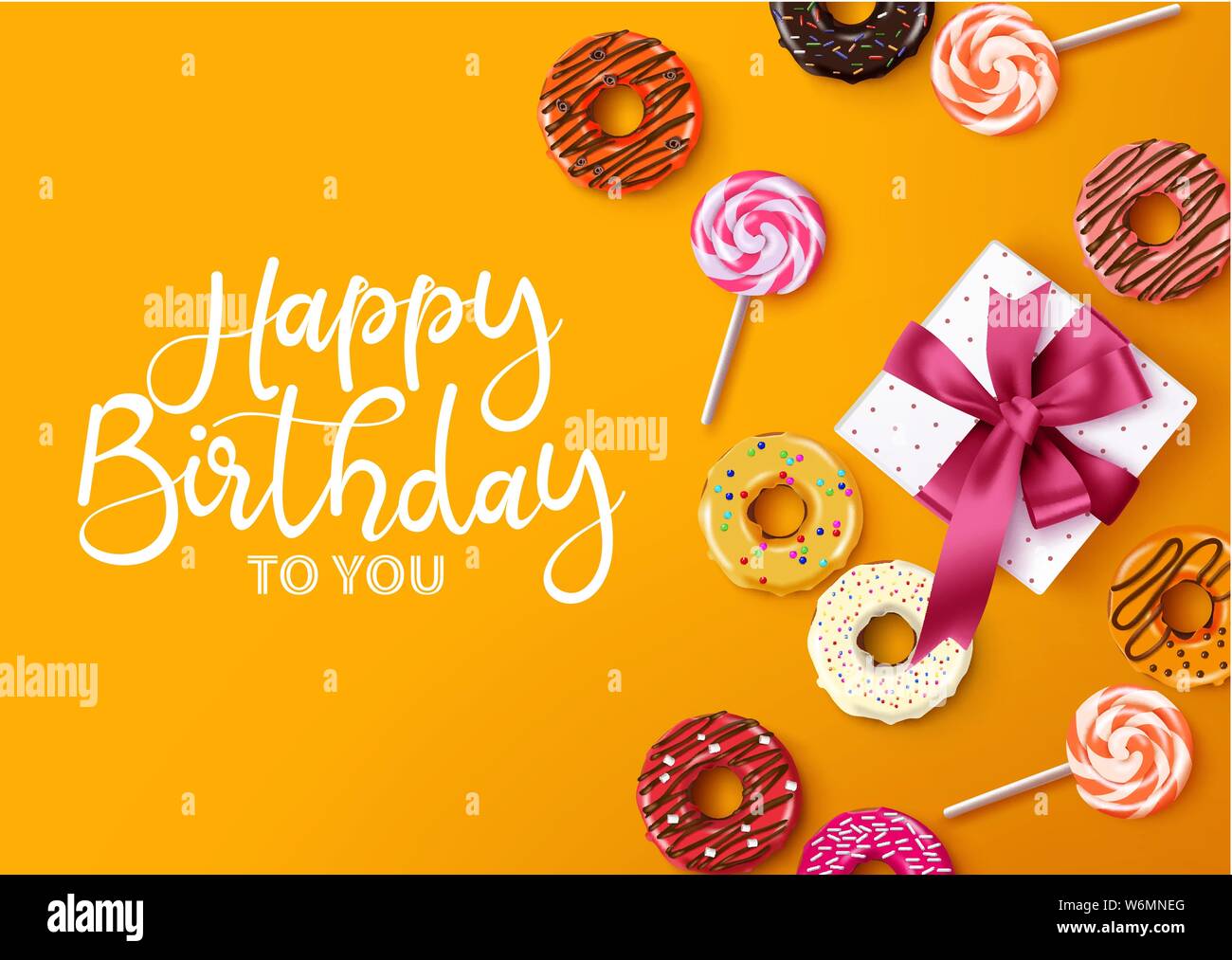Joyeux Anniversaire Vector Background Design Carte De Vœux Joyeux Anniversaire Typographie Avec L Espace Vide Pour Le Texte Et Les Donuts Colores Et Message Image Vectorielle Stock Alamy