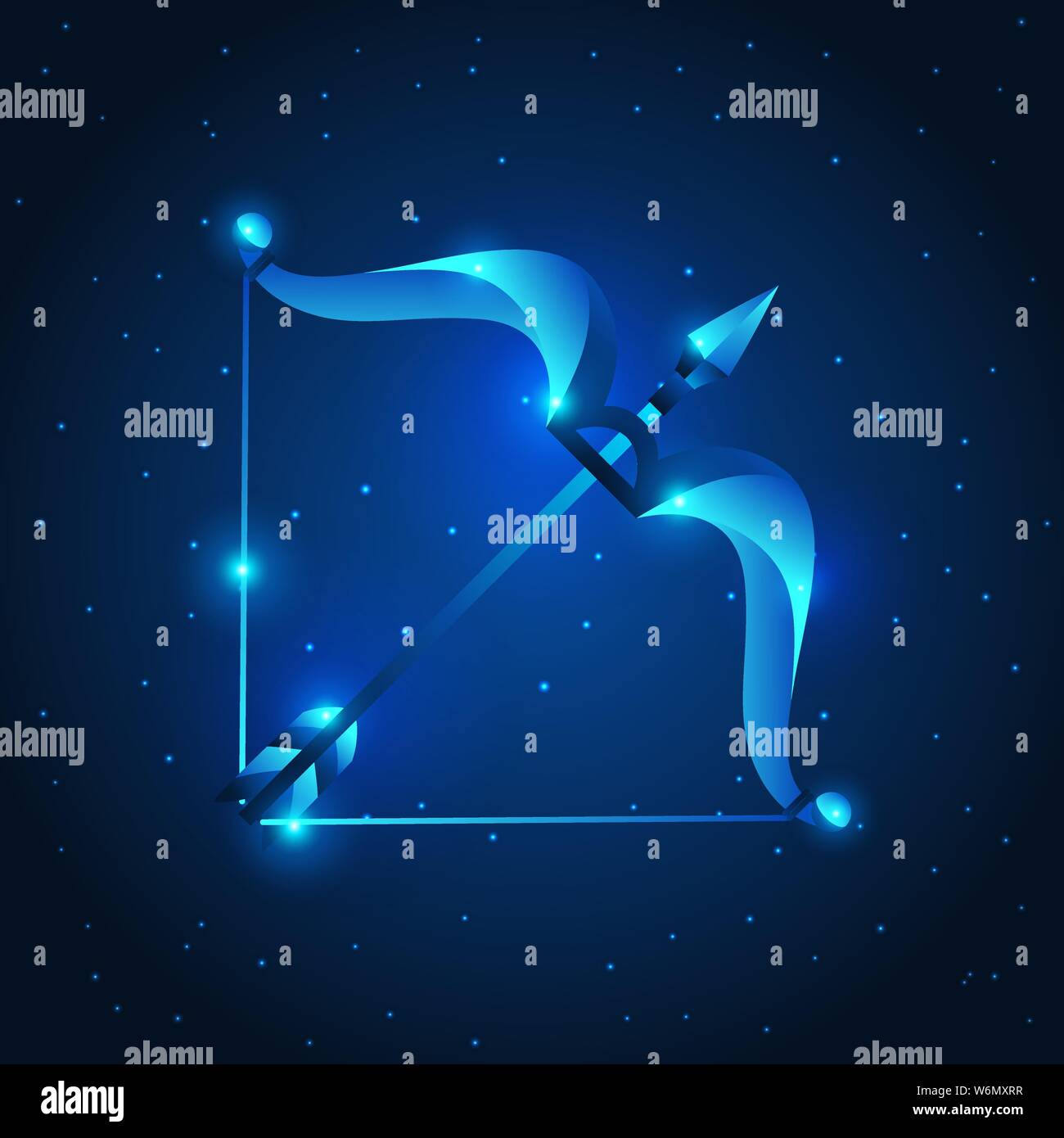 Signe astrologique Sagittaire horoscope star bleu, symbole. Illustration de Vecteur