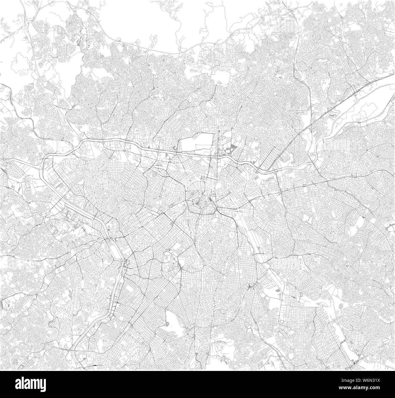 Carte Satellite de São Paulo, Sao Paulo, c'est la ville la plus peuplée du Brésil. L'Amérique du Sud. Carte des rues du centre-ville Illustration de Vecteur