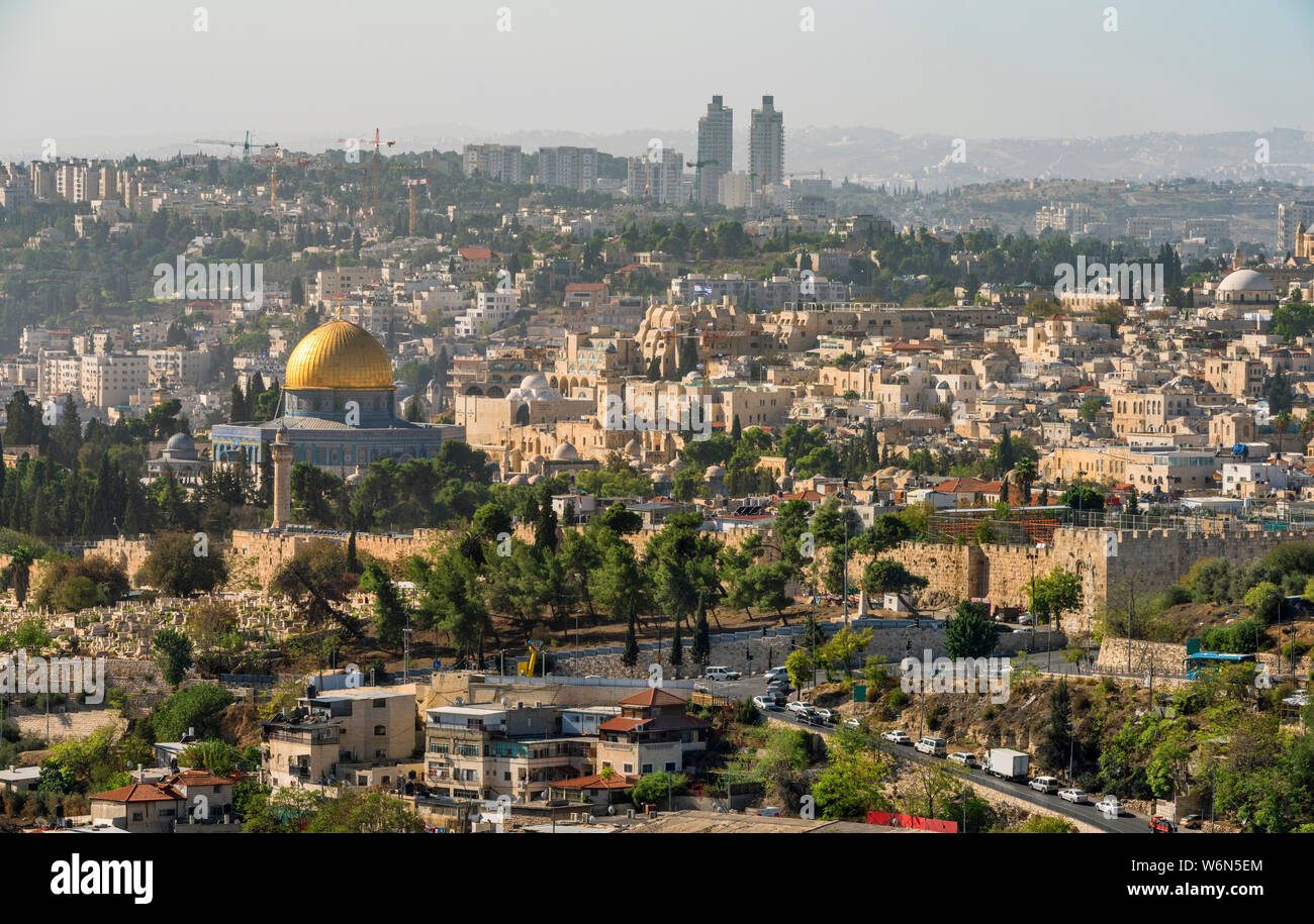 Vue panoramique sur les monuments de Jérusalem Banque D'Images