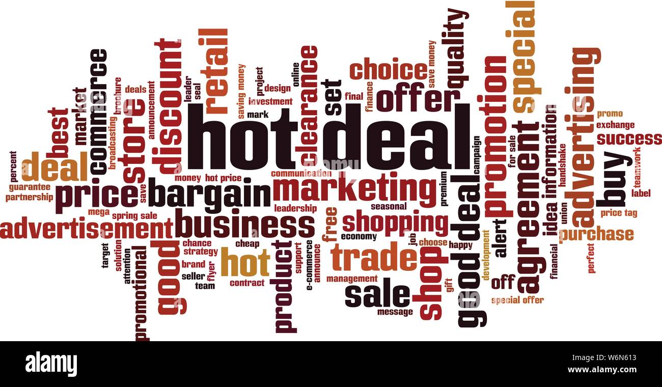 Hot deal mot concept cloud. Collage de mots à propos de Hot deal. Vector illustration Illustration de Vecteur