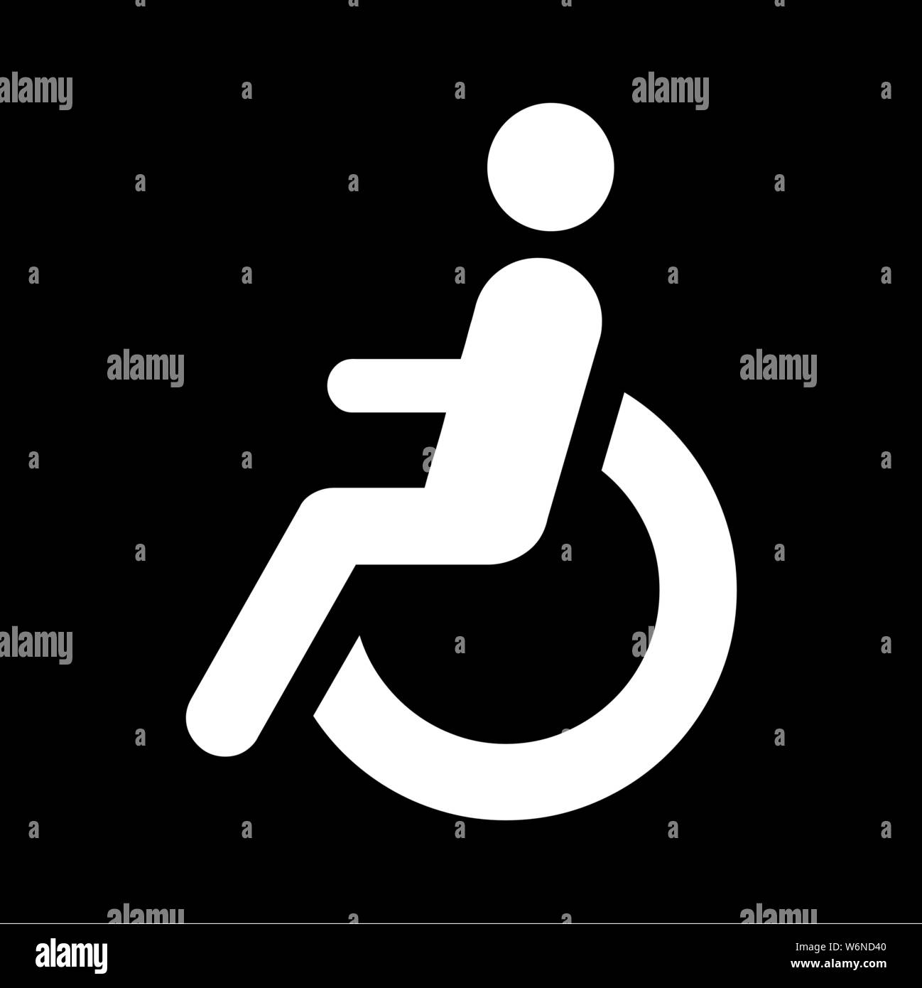 Noir et blanc une icône en fauteuil roulant handicapé Illustration de Vecteur