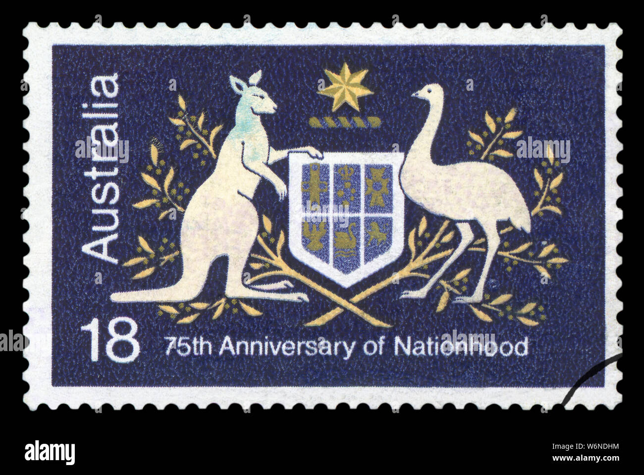 L'AUSTRALIE - circa 1976 : timbre imprimé en Australie illustrant 75e anniversaire de la nation, vers 1976. Banque D'Images