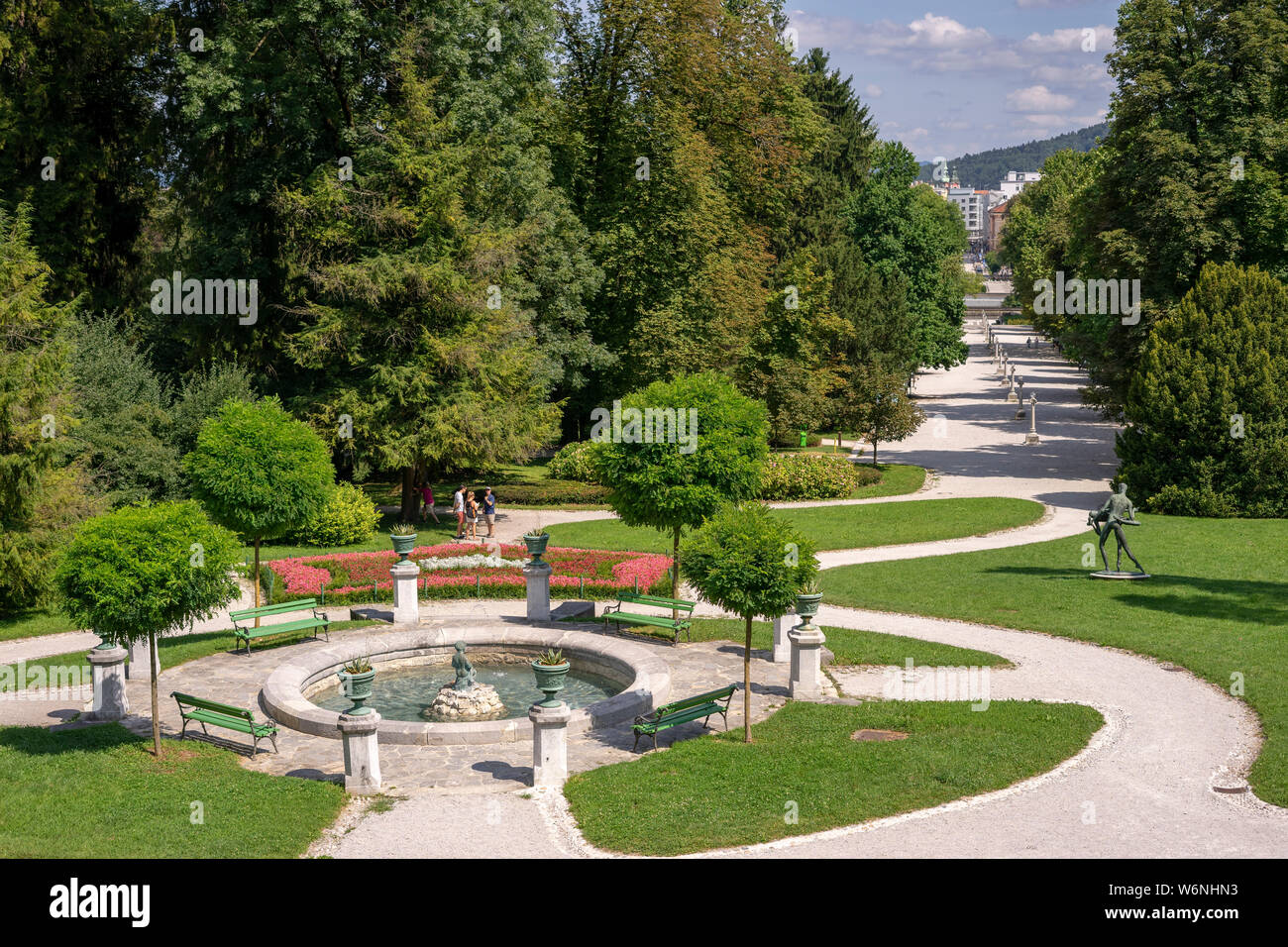 Promenade dans le parc Tivoli jakopic Banque D'Images