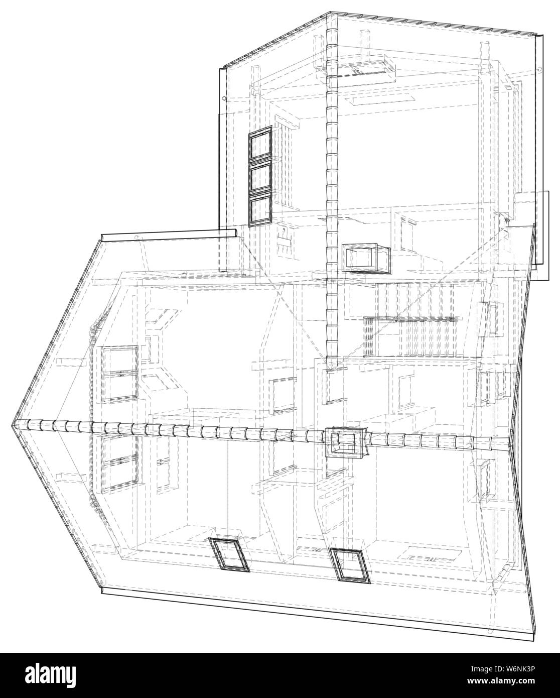 Ligne de croquis à la maison. Vector illustration. Illustration créée de 3d Illustration de Vecteur