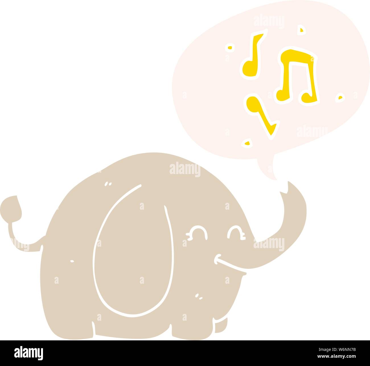 Cartoon barrissements éléphant avec bulle en style retro Illustration de Vecteur