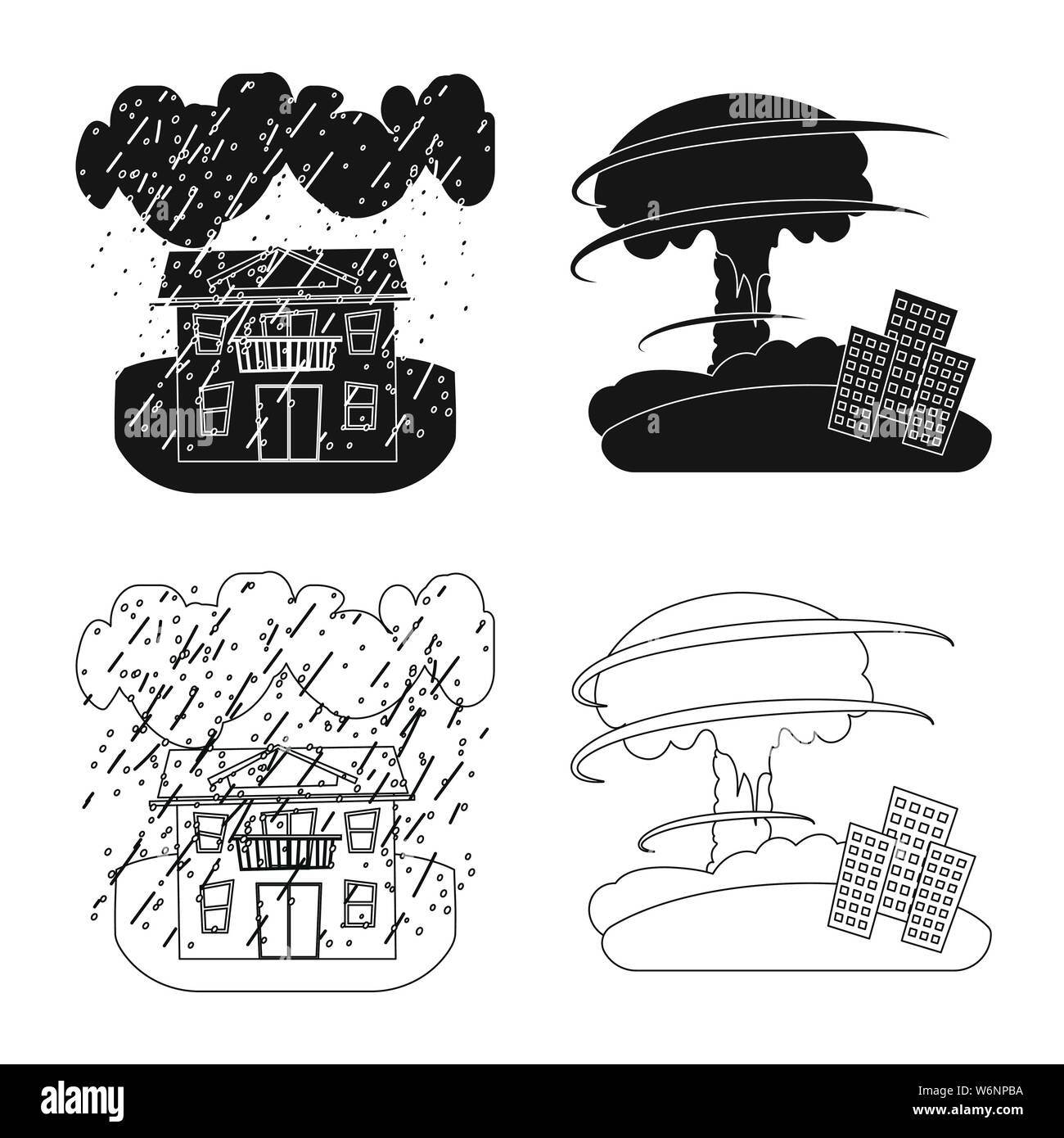 Objet isolé de la météo et de détresse symbole. Ensemble de conditions météorologiques et crash symbole boursier pour le web. Illustration de Vecteur