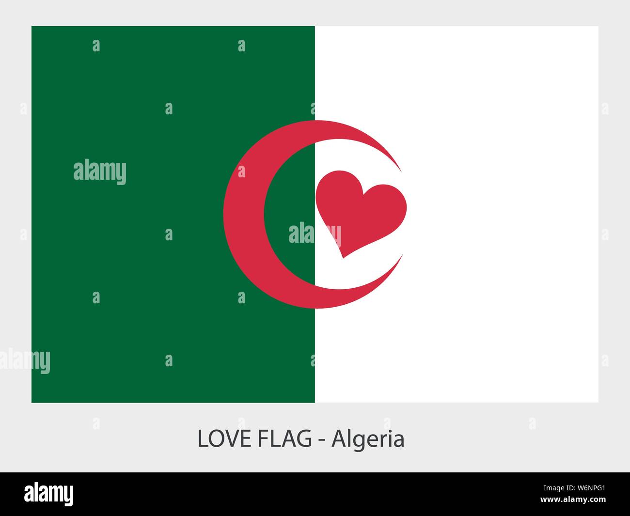 J'aime l'Algérie drapeau vecteur avec coeur symbolisant l'amour signe pour ce pays Illustration de Vecteur