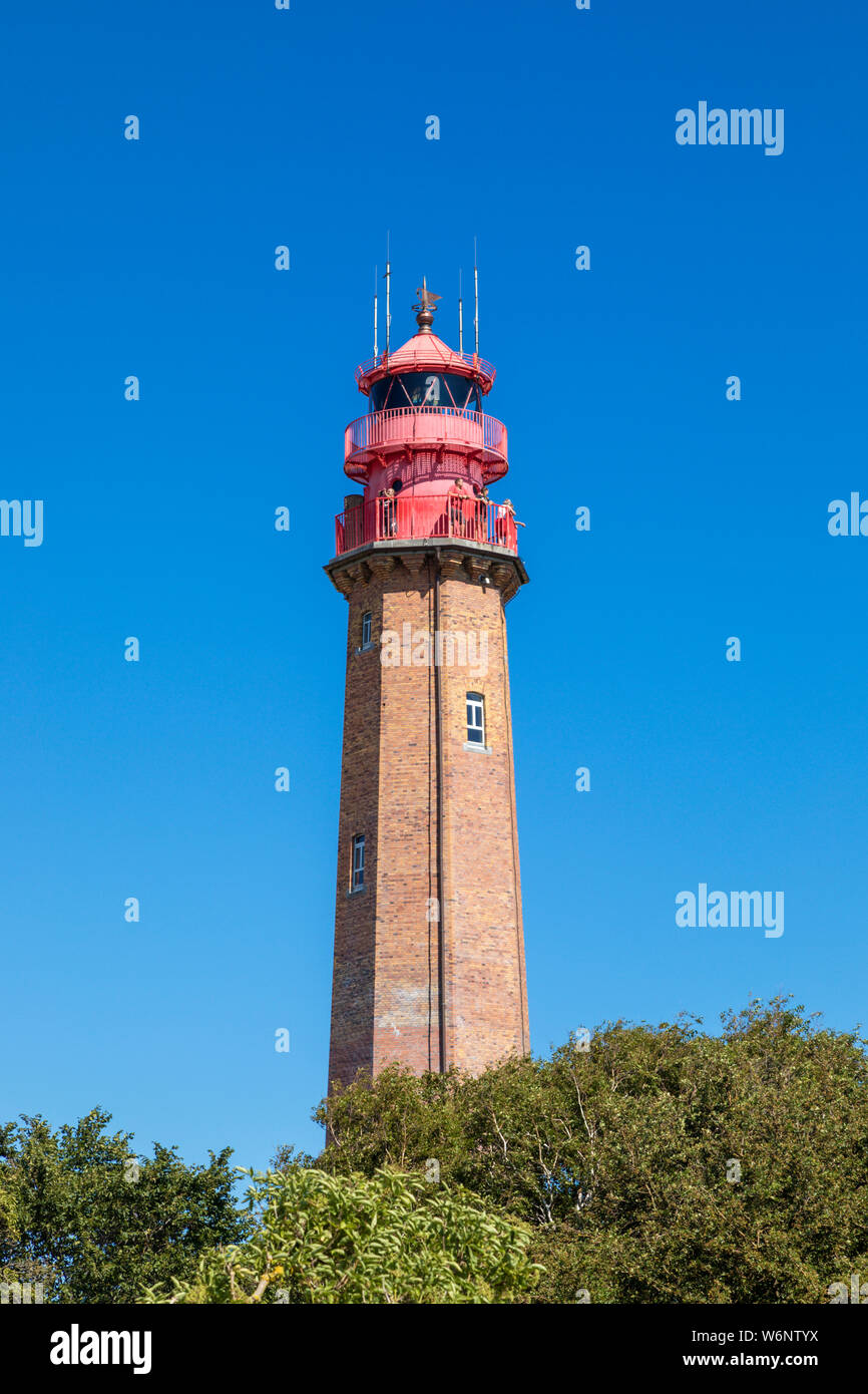 Flügge phare, île de Fehmarn, Allemagne Mer Baltique. Visiteurs sur la plate-forme. Banque D'Images