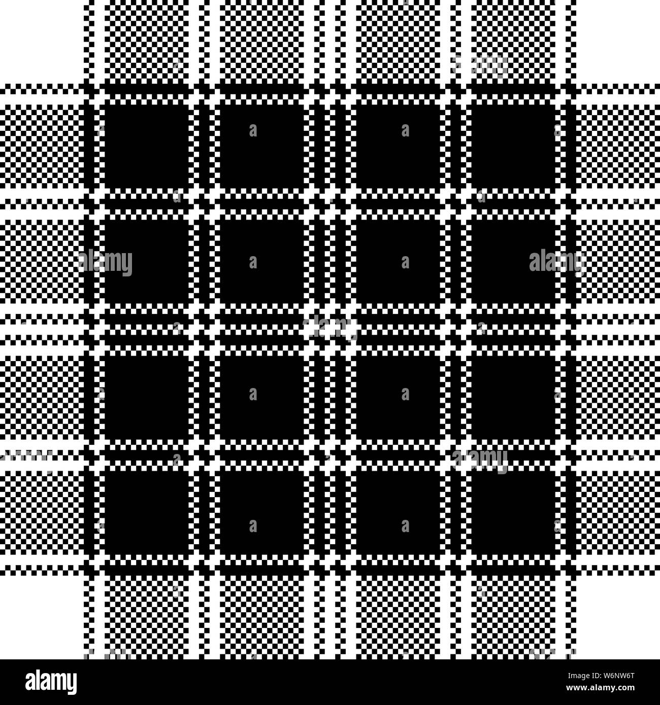 Pixel classique noir blanc plaid modèle homogène. Vector illustration. Illustration de Vecteur