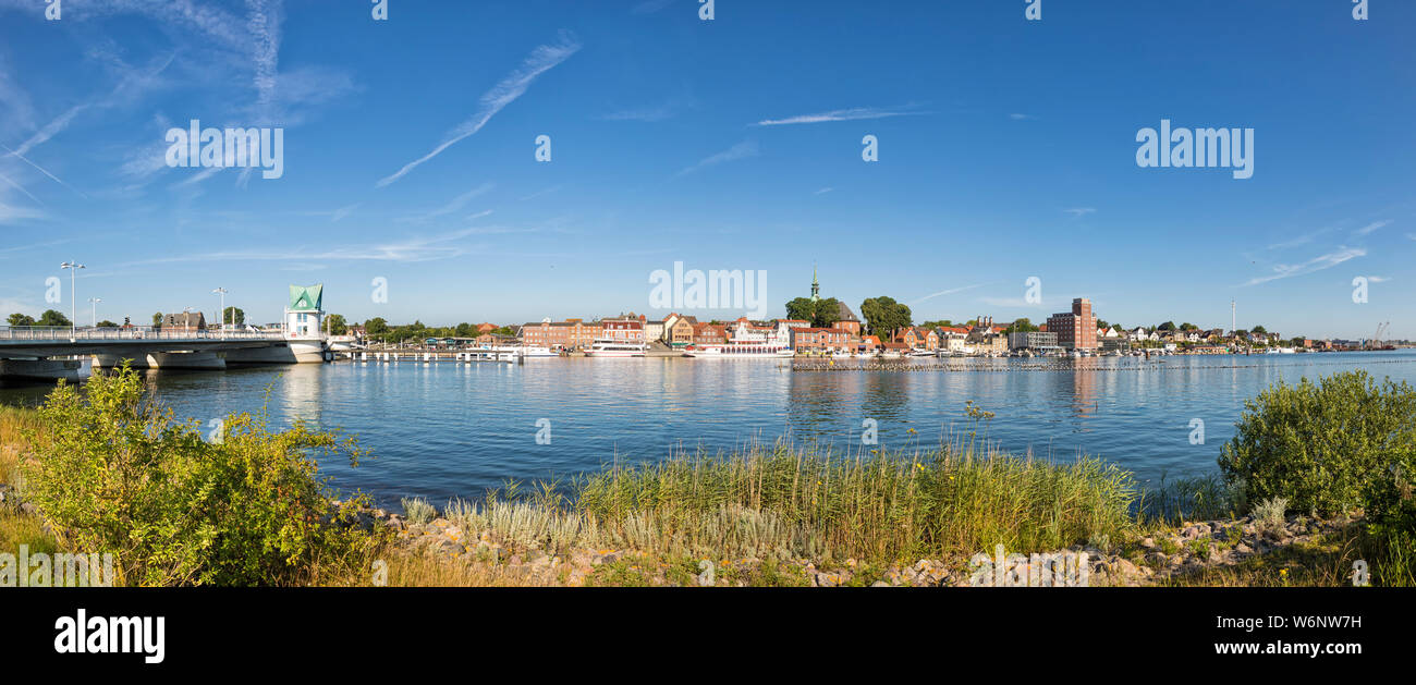 Vue panoramique de la ville de Kappeln Schlei sur inlet, Schleswig-Holstein, Allemagne Banque D'Images