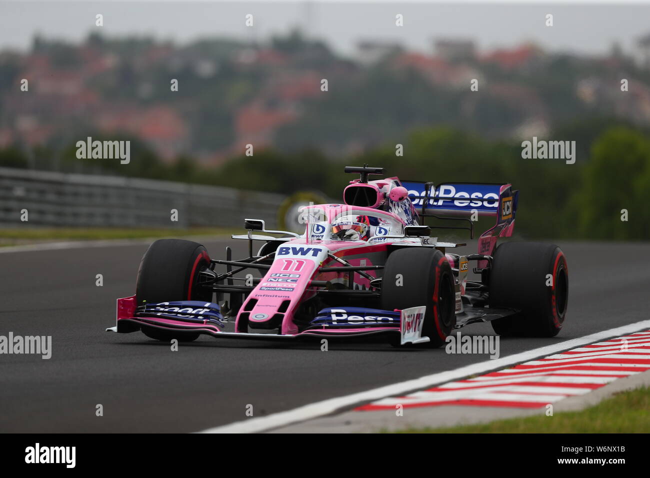 Budapest, Hongrie. 07 août, 2019. Sergio Perez de SportPesa Point Racing F1 Team sur la voie au cours de la pratique pour la F1 Gran Prix de Hongrie Crédit : Marco Canoniero/Alamy Live News Banque D'Images