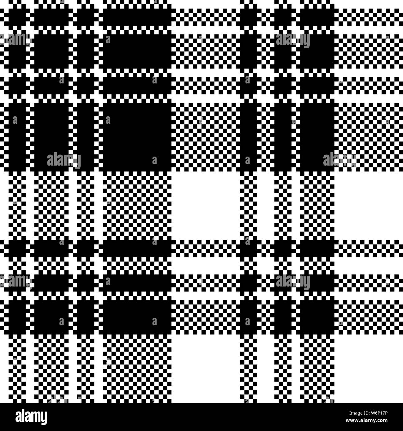 Vérifier Pixel texture tissu noir blanc motif transparent. Vector illustration. Illustration de Vecteur