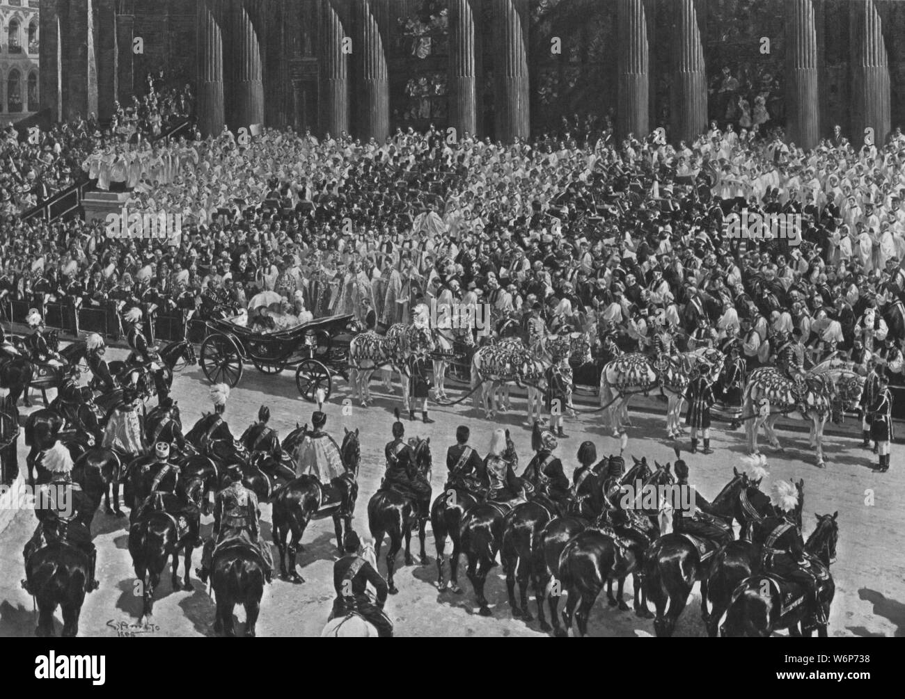 "Le Jubilé de diamant de la reine Victoria, 22 juin, 1897', (1901). 60e anniversaire de l'accession au trône de Victoria (1819-1901). Grande foule de spectateurs s'est avéré pour célébrer les 78 ans du Jubilé de diamant de la Reine Queen procession à travers Londres. L'année précédente, elle était devenue le plus ancien monarque régnant dans l'histoire britannique. "De l'Illustrated London News Record de la glorieuse époque de la reine Victoria 1837-1901 : la vie et l'accession du roi Édouard VII et la vie de la Reine Alexandra". [Londres, 1901] Banque D'Images