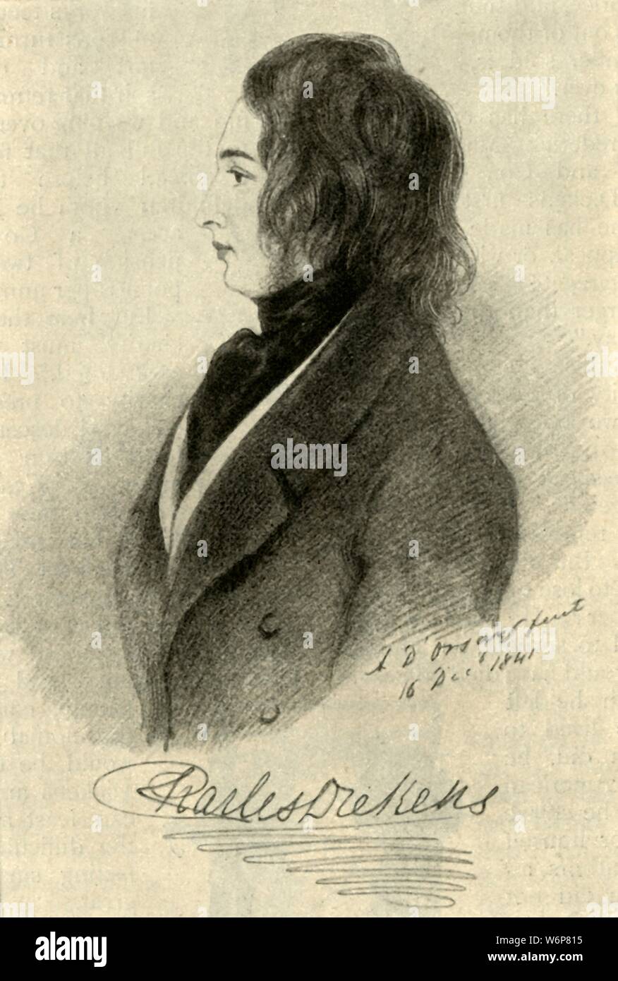 "Un début de Dickens Portrait', 1841, (1910). L'auteur Charles Dickens (1812-1870), à partir d'un dessin par le comte d'Orsay. À partir de "The Strand Magazine, un mensuel illustré", Volume XL - juillet à décembre 1910. [George Newnes Ltd, Londres, 1910] Banque D'Images