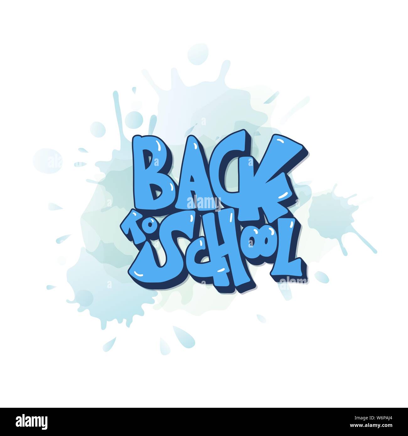 Retour à l'école texte avec aquarelle splash blot. Modèle pour la vente des cartes et de promotion. Vector illustration. Illustration de Vecteur