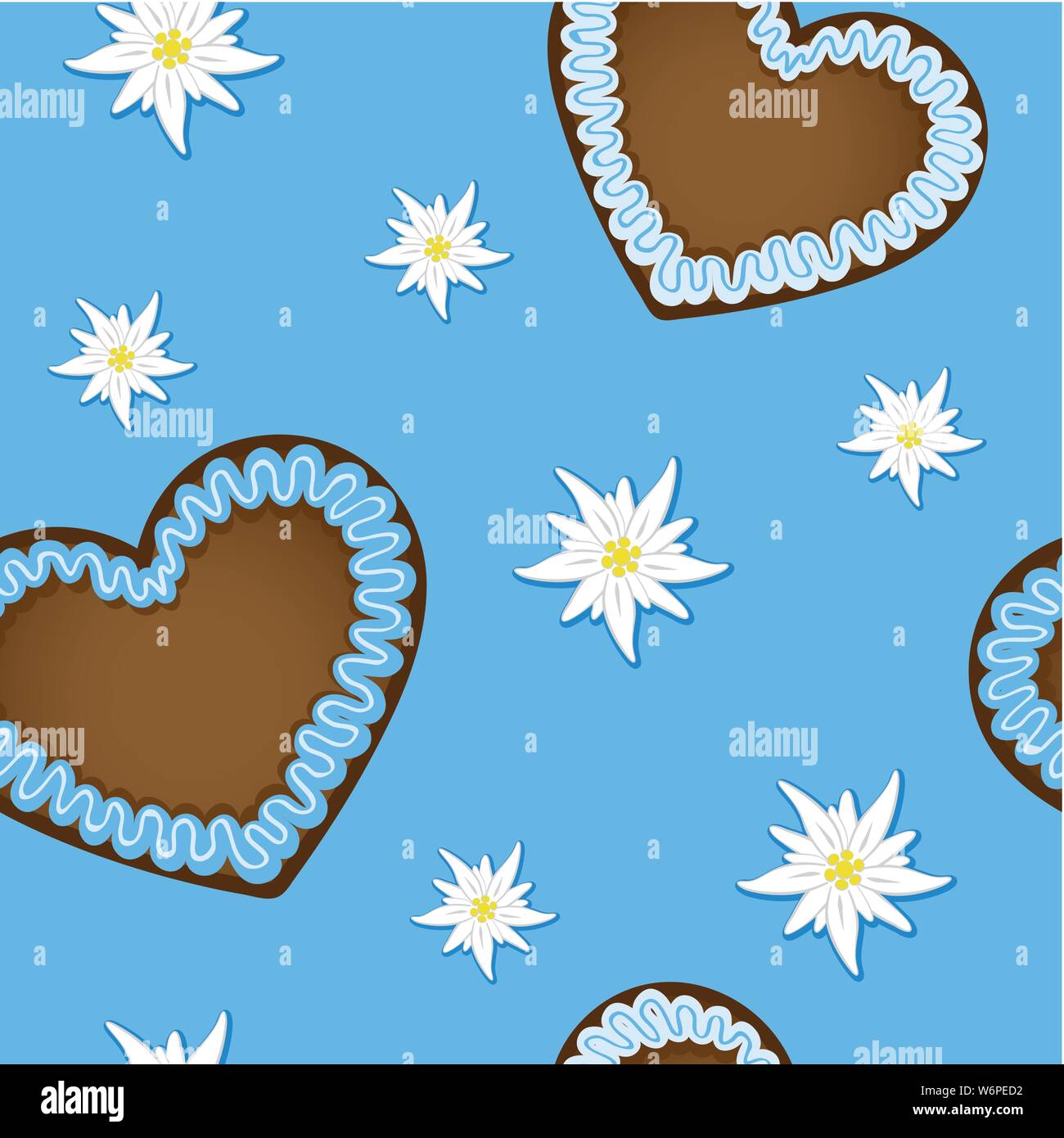 Modèle sans coeur d'épices et de fleurs edelweiss bavaria design vector illustration EPS10 Illustration de Vecteur