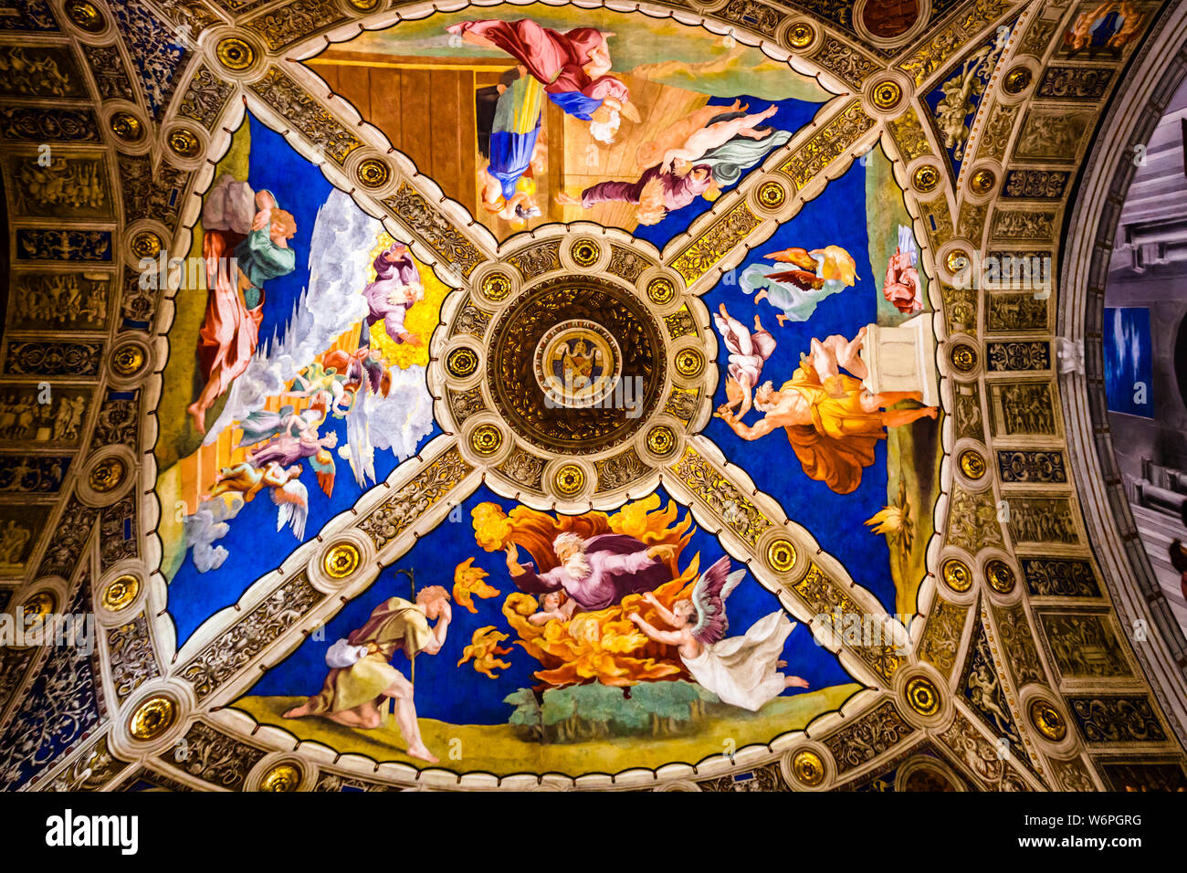 Fresques de plafond dans les musées du Vatican à Rome, Italie Banque D'Images