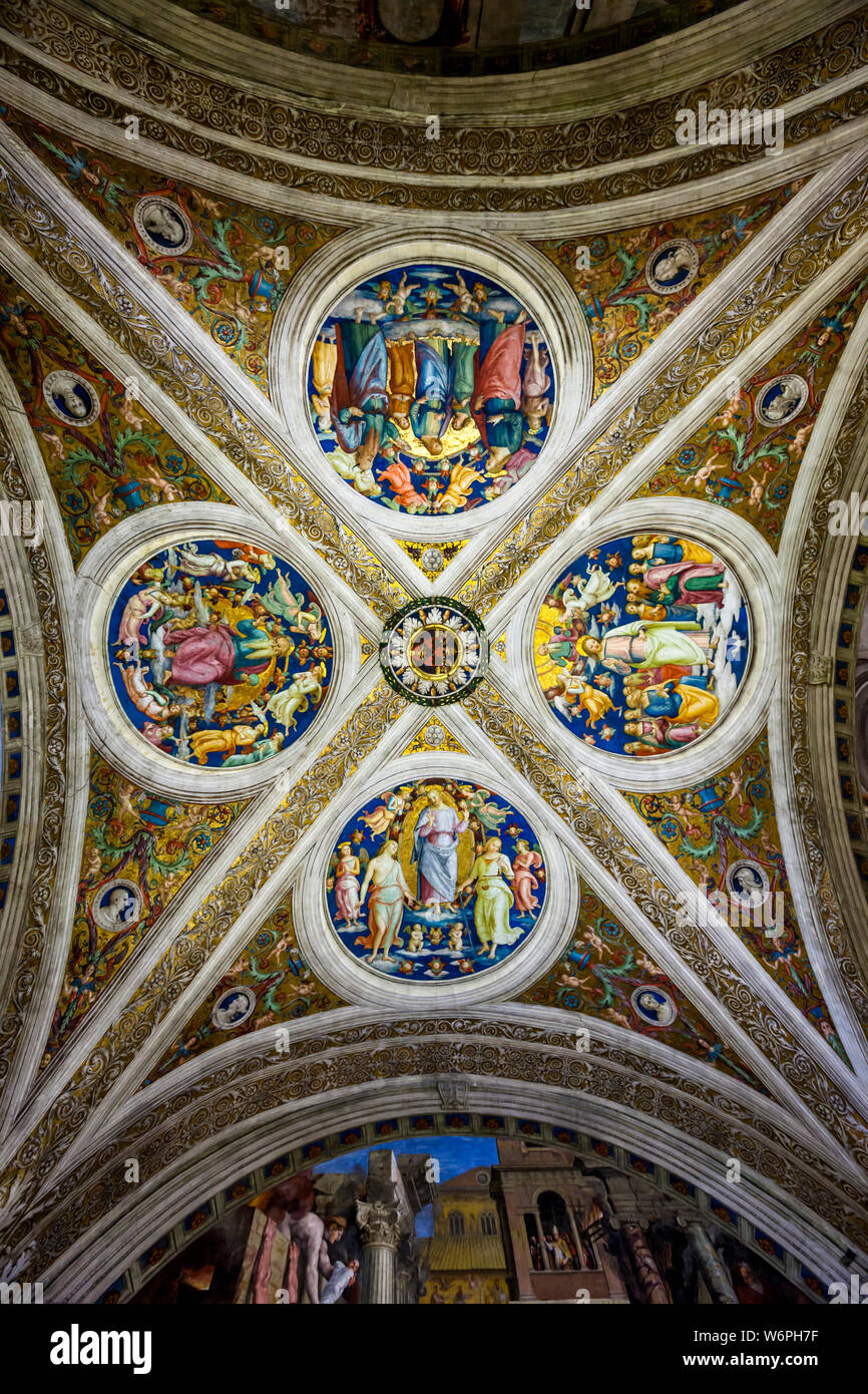Fresques de plafond dans les musées du Vatican à Rome, Italie Banque D'Images
