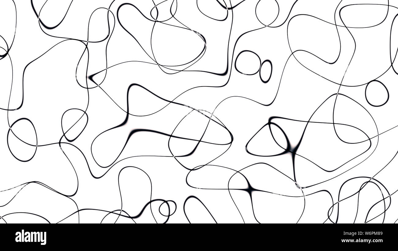 Lignes noires se déplaçant de façon aléatoire sur fond blanc haywire ondulé Banque D'Images