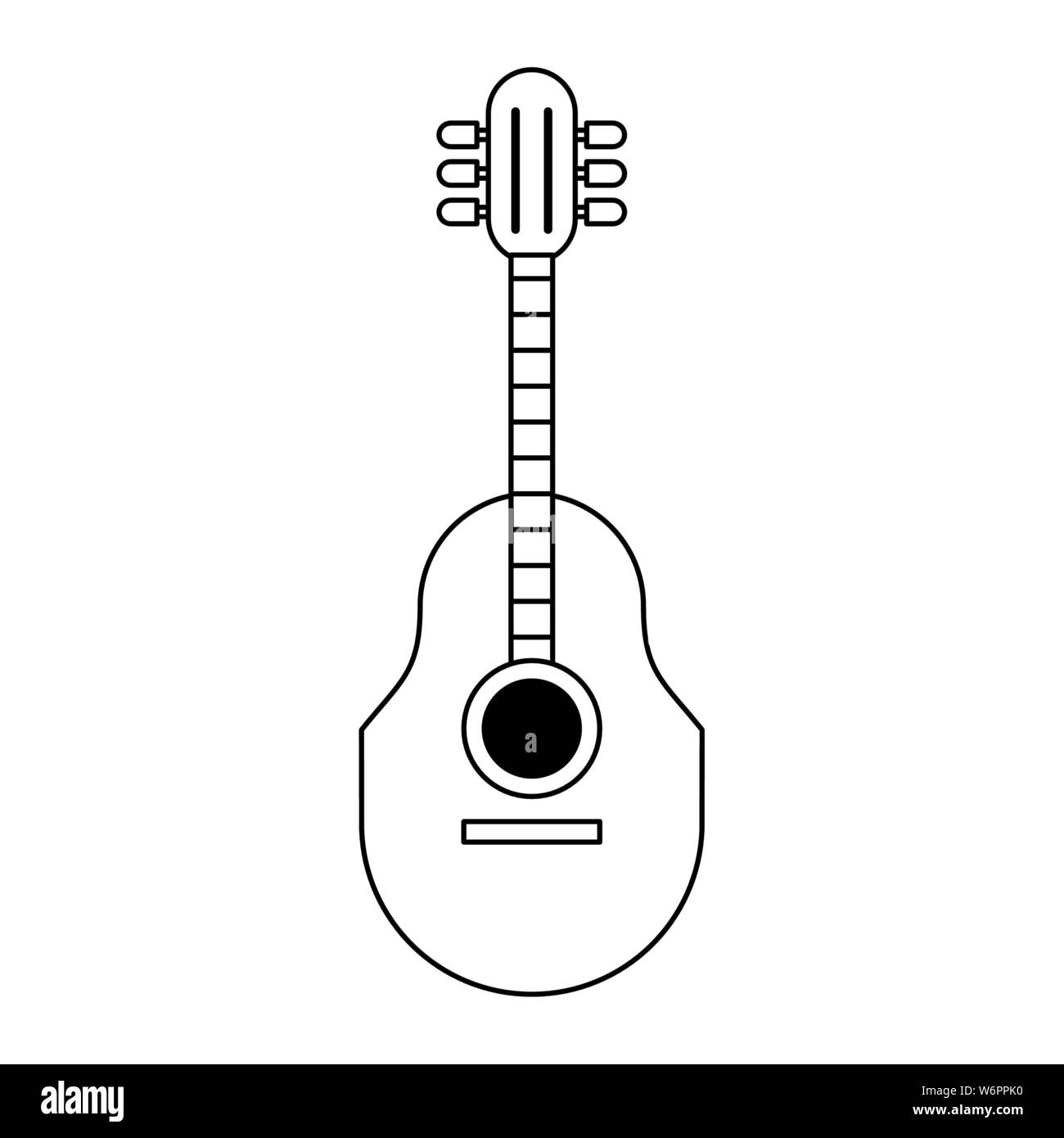 Symbole de la musique de la guitare acoustique et en noir et blanc Illustration de Vecteur