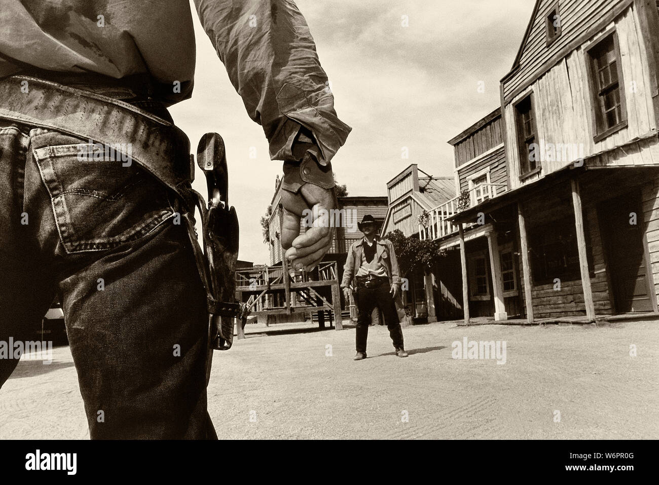 Fusillade Cowboy à fort Bravo / Texas Hollywood, Almeria, Espagne Banque D'Images