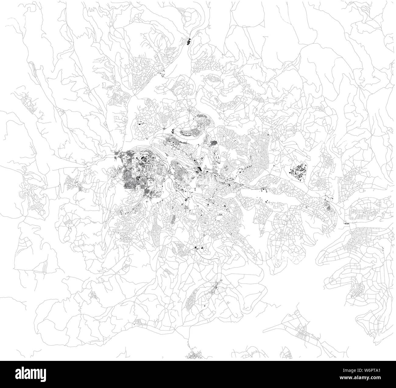 Carte Satellite de Kigali, c'est la capitale et la plus grande ville du Rwanda. Carte des rues et bâtiments du centre-ville Illustration de Vecteur